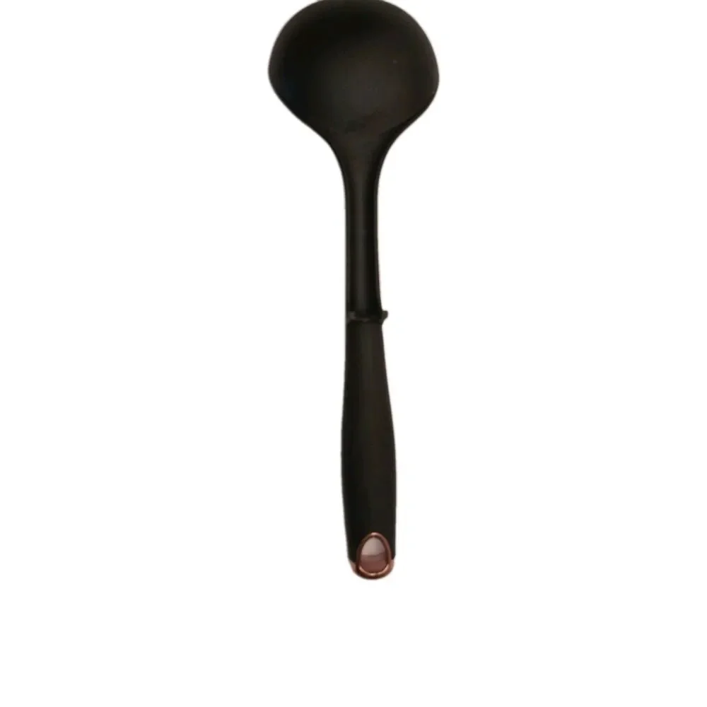 Black Plastic Ladle, Solid Pattern, Cooking Utensil with Handle, Used